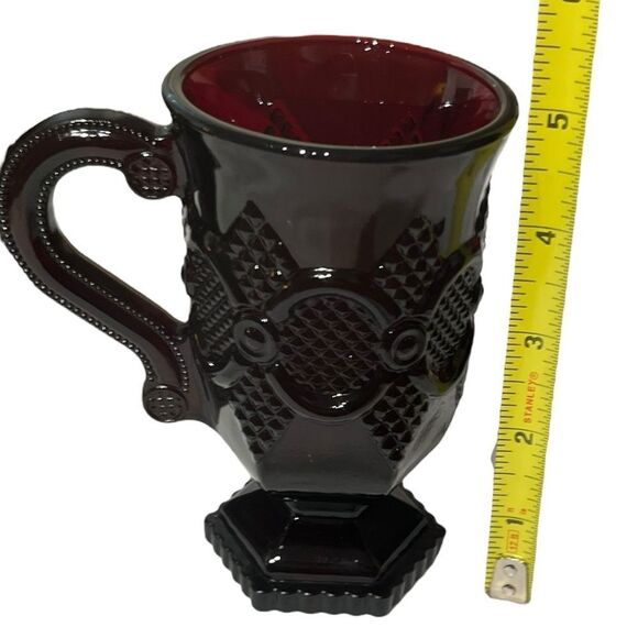 Avon Vintage 1876 Cape Cod Collection Ruby Red Footed Mugs, Set of 2 - Picture 8 of 8